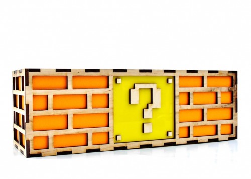 A Nintendo Mario Brothers question mark lamp for a tiny apartment.