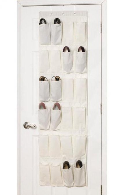 white over-the-door shoe organizer with 24 pockets
