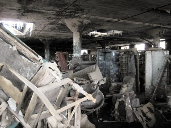 moldy furniture inside an abandoned place in gary, indiana
