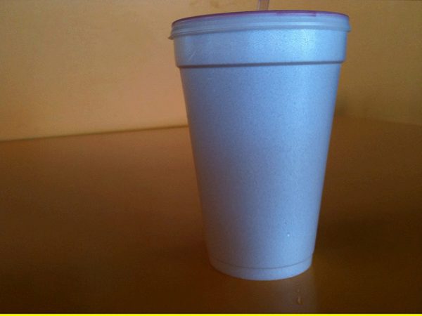 styrofoam cup of jamaica agua fresca