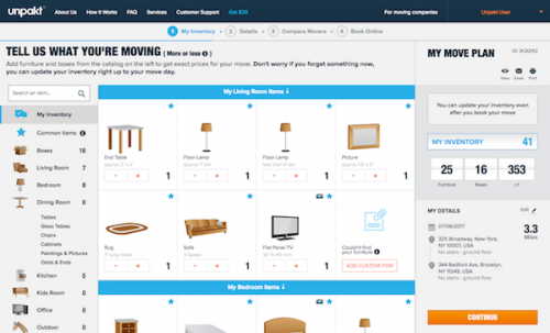 Unpakt inventory desktop