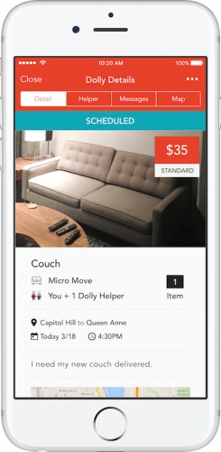 Dolly app schedule screen