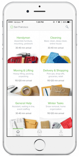 TaskRabbit App Homepage