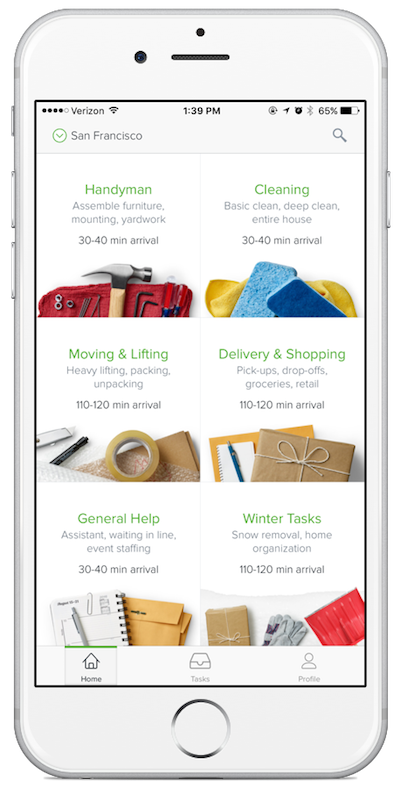 the homepage for taskrabbit