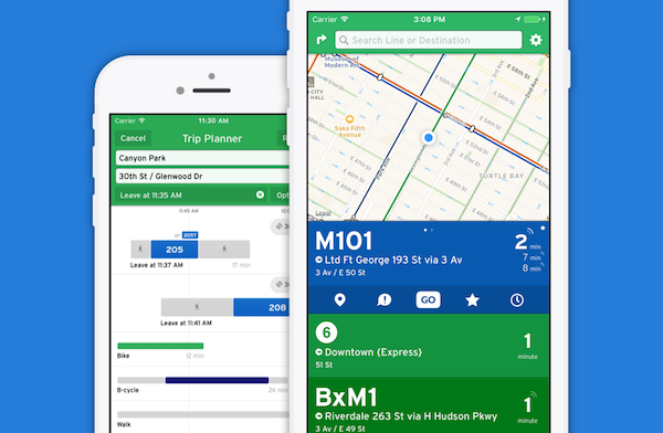 example of tracking the metro system via Transit app