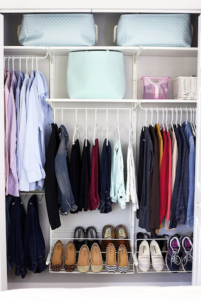 a closet that has been decluttered