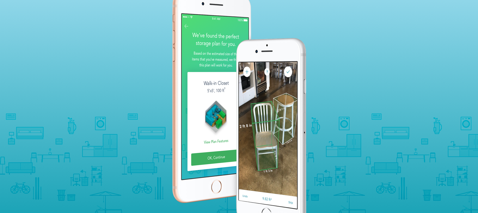 MakeSpace ARKit app storage plan and measuring tool screens