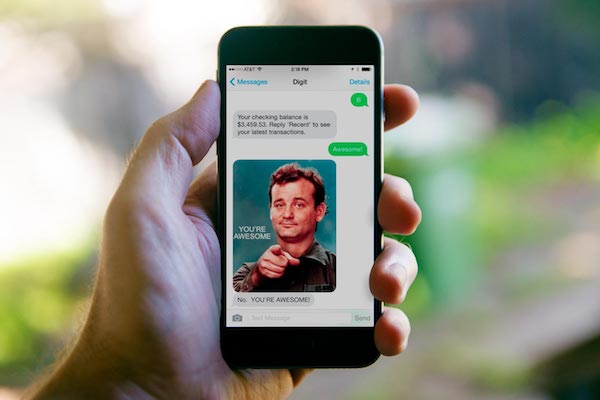 a text message exchange between a Digit user and the app
