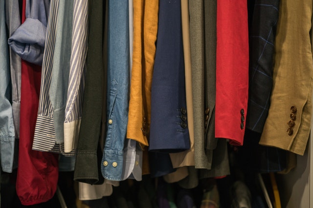 clothes hung in a closet