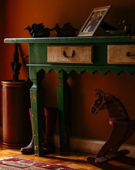 a green vintage sideboard 
