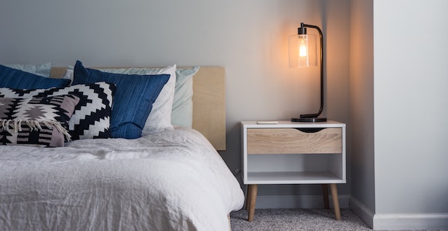 a well-lit bedroom