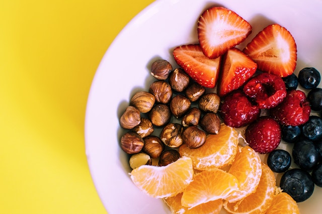 a plate full of fruits