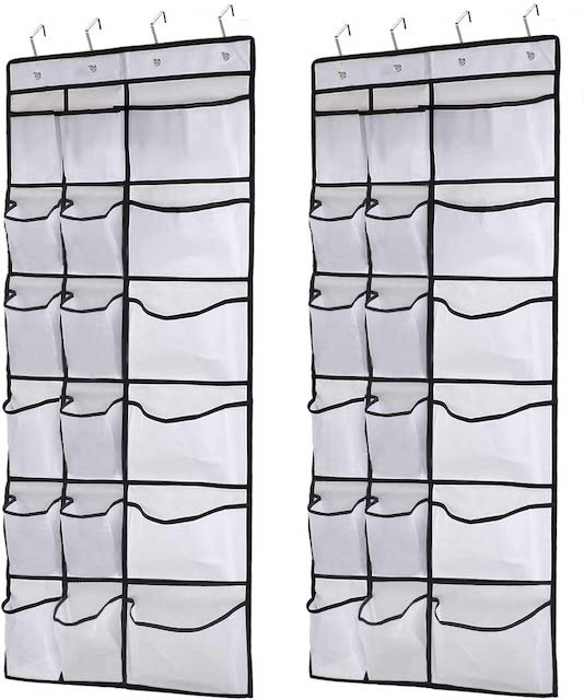 Two empty over the door shoe organizers